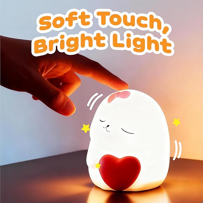 Big Face Rabbit Silicone Night Light, Touch-Controlled Squishy Light Up Animal - Image 3
