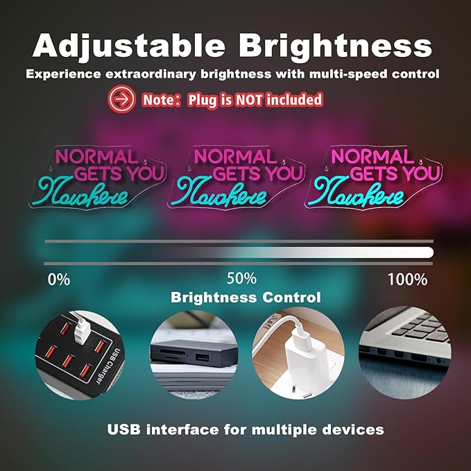 Wanxing LED Neon Sign for Wall Decor, Normal Gets You Nowhere Neon Light - Image 3