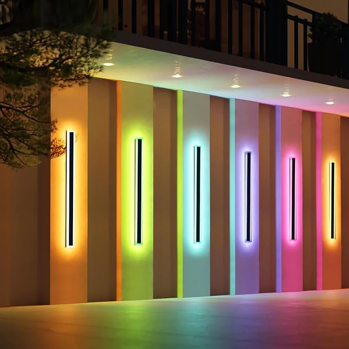 39inch Modern Long Wall lights Outdoor, 10 Colour Variations Dimmable Wall - Image 2