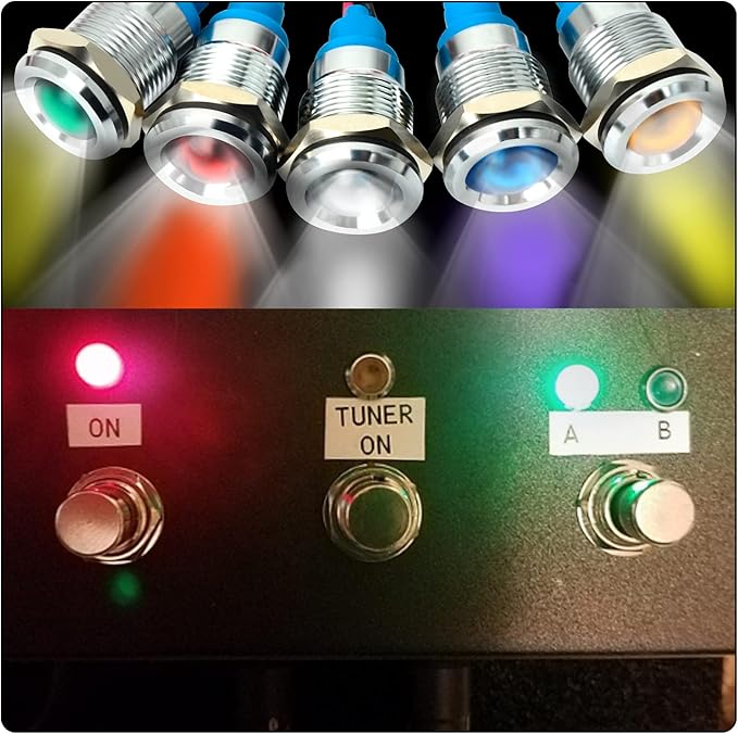 GASHER 12V/24V/110V 20mA Energy Saving Indicator Light Mounting Hole Size 8mm - Image 5