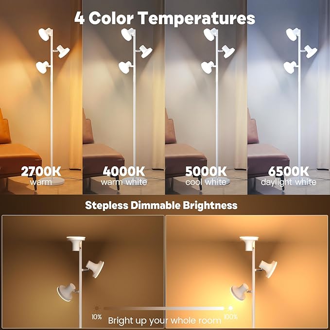36W LED Tree Floor Lamp, Modern Dimmable Standing Lamp - Image 4