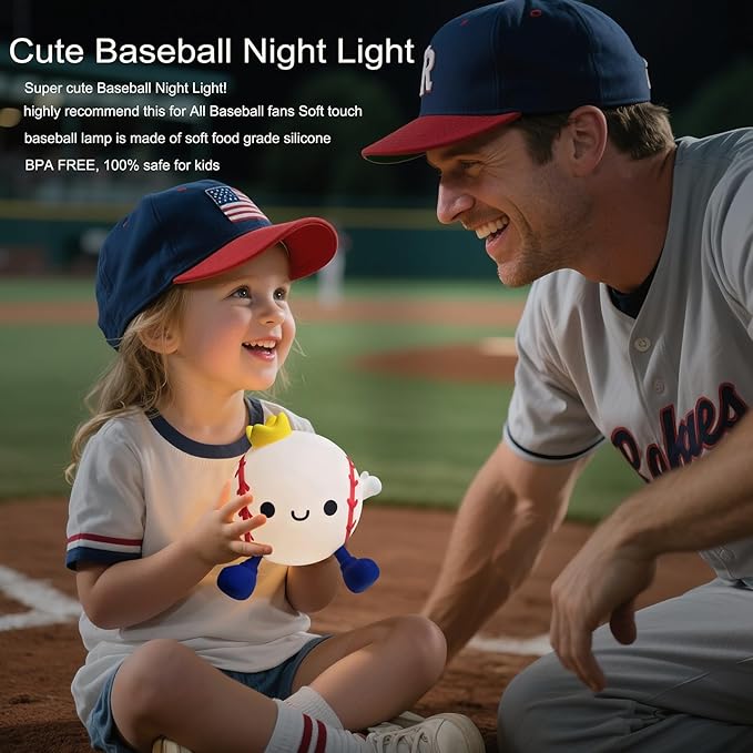 DREAMING MY DREAM Baseball Night Light, Cute Silicone Squishy Novelty LED Night - Image 2