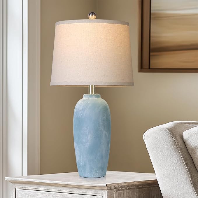 25“ Jar Table Lamps Set of 2, Ceramic Bedside Lamps - Image 8