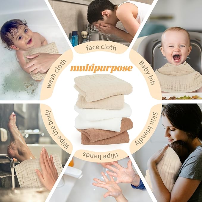 Baby Burp Cloth 100% Cotton Newborn Cotton Muslin Burp Cloth 10x20 inches - Image 4