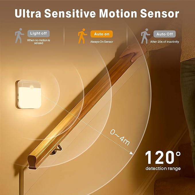 4 Pack Motion Sensor Night Light, Rechargeable Motion Activated Night Light - Image 2
