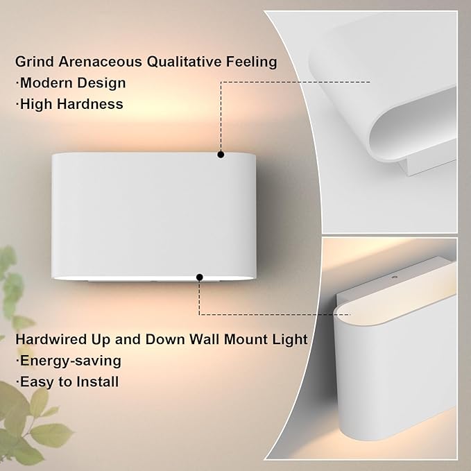 Aipsun Modern LED Wall Sconces Hardwired Interior Wall Lights Set of 2 Indoor - Image 8