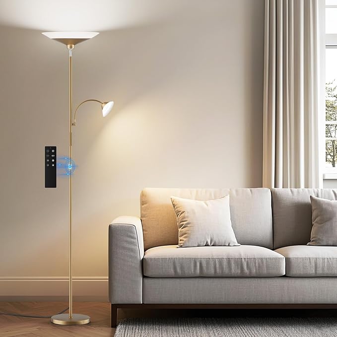 Gold Torchiere Floor Lamp by SIBRILLE