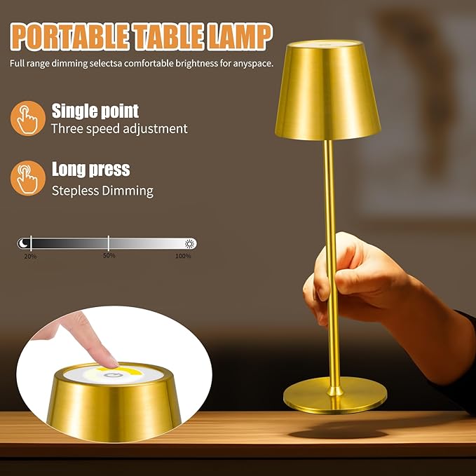 2 Pack Cordless Table Lamp, Portable LED Desk Lamp, 6000mAh Battery Operated - Image 3