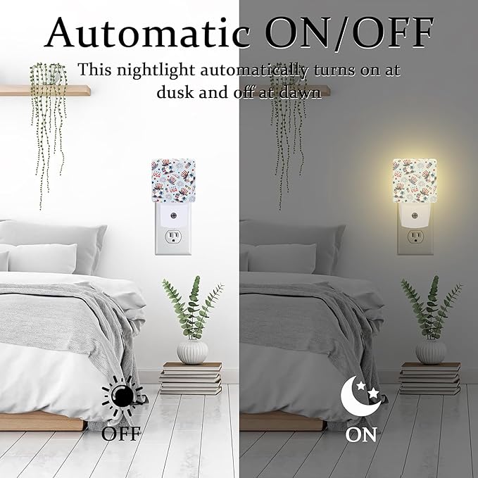 Cute American Patriotic Gnomes Night Light Plug into Wall, USA Flag Love USA - Image 6