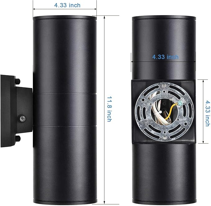 Up Dawn Outdoor Lights Exterior Wall Light Fixture Cylinder 3000K, Modern Black - Image 3