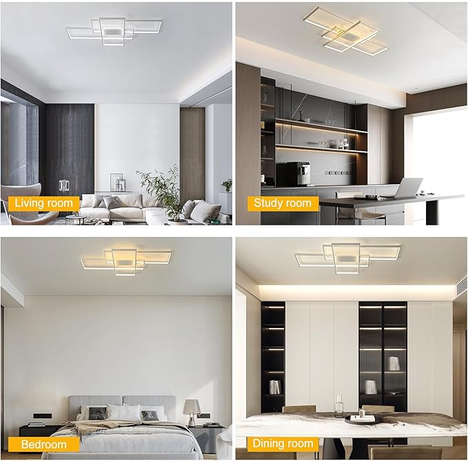 GEADI Modern Dimmable Ceiling Light, 35.4" White Led Ceiling Light Fixtures - Image 9