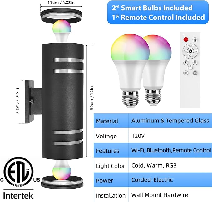 Smart Porch Lights Color Changing, RGB Outdoor Wall Lights - Image 6