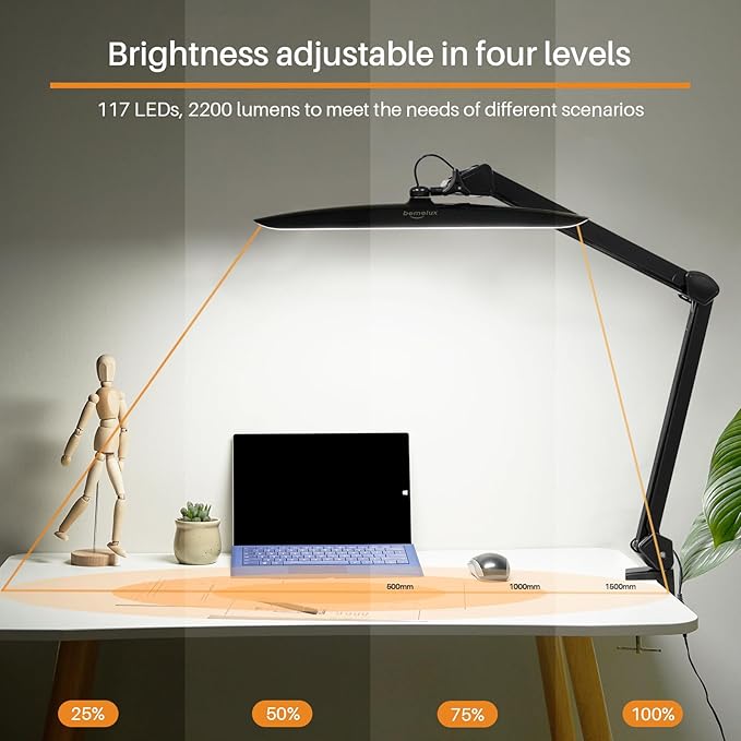 117PCS LED Clamp Desk Lamp, 20 Inch Metal Swivel Arm - Image 2