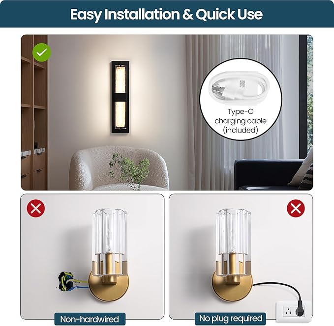 Battery Operated Resin Wall Sconce - Image 5
