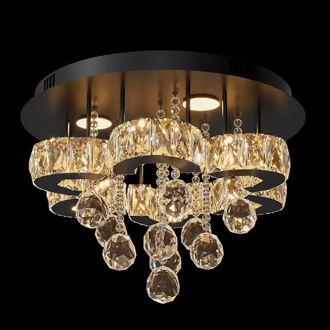 Flashing God 16" Small Crystal Chandelier LED Ceiling Light Fixtures Stainless - Image 6