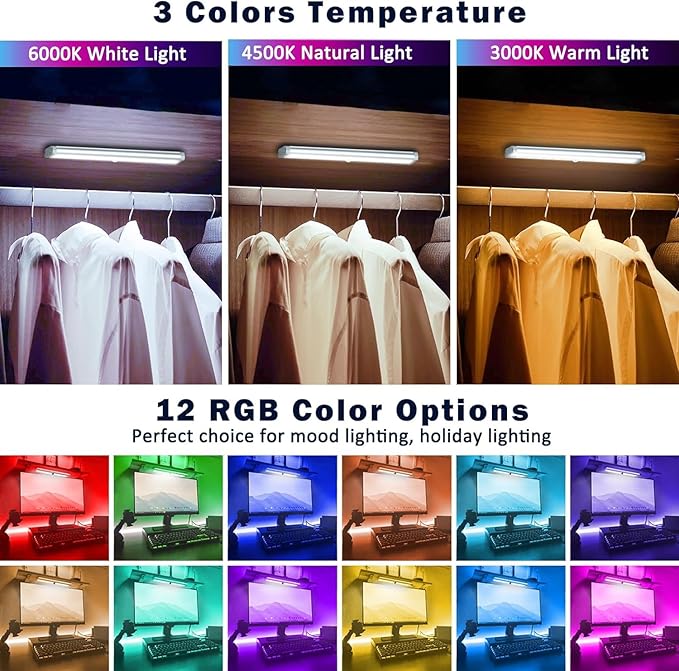 Under Cabinet Lights Wireless, 58-LED Rechargeable Motion Sensor Closet Lights - Image 2