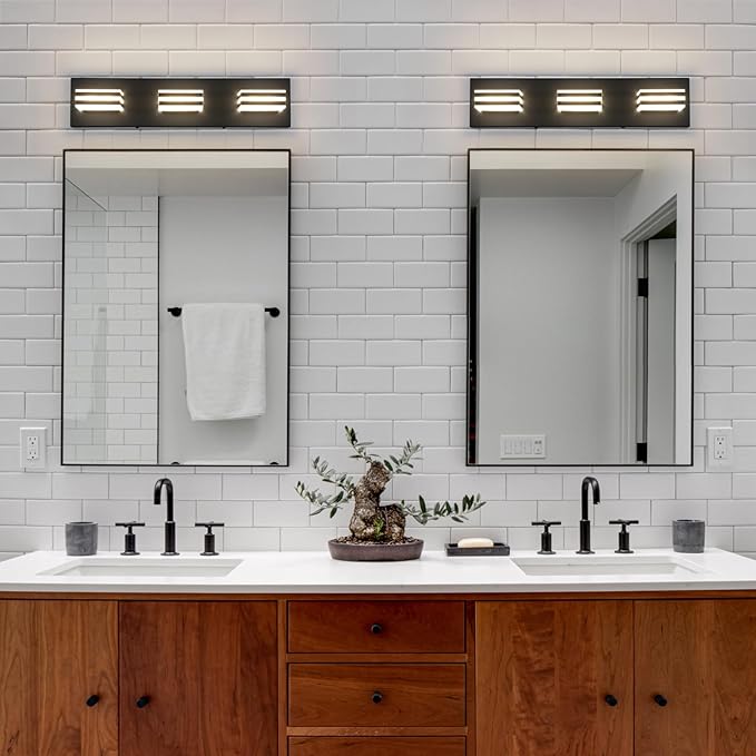 Black Vanity Lights for Bathroom Light Fixtures Adjust 3 Colors Modern Bath - Image 8