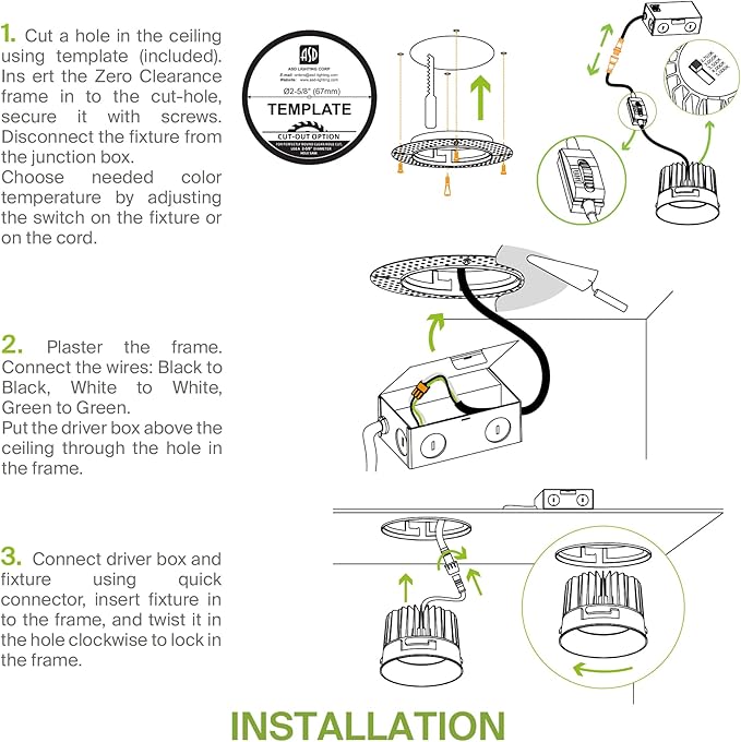 ASD Trimless 2 Inch LED Recessed Lighting, 15W 120-277V Commercial Downlight - Image 8