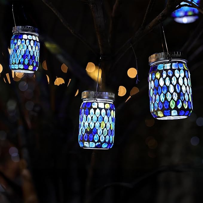 Cooo 4 Pack Mosaic Lanterns Outdoor Waterproof - Image 4