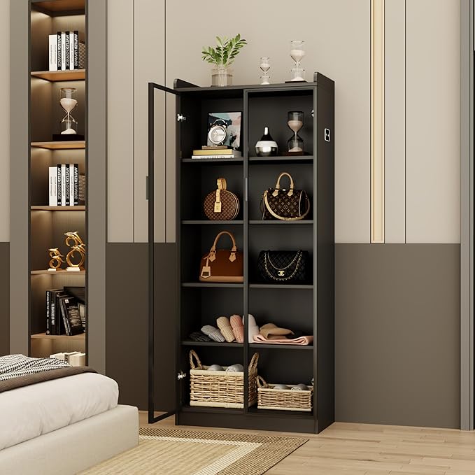 Display Cabinet with Doors and Adjustable Shelves, 5 Tier Display Case - Image 7