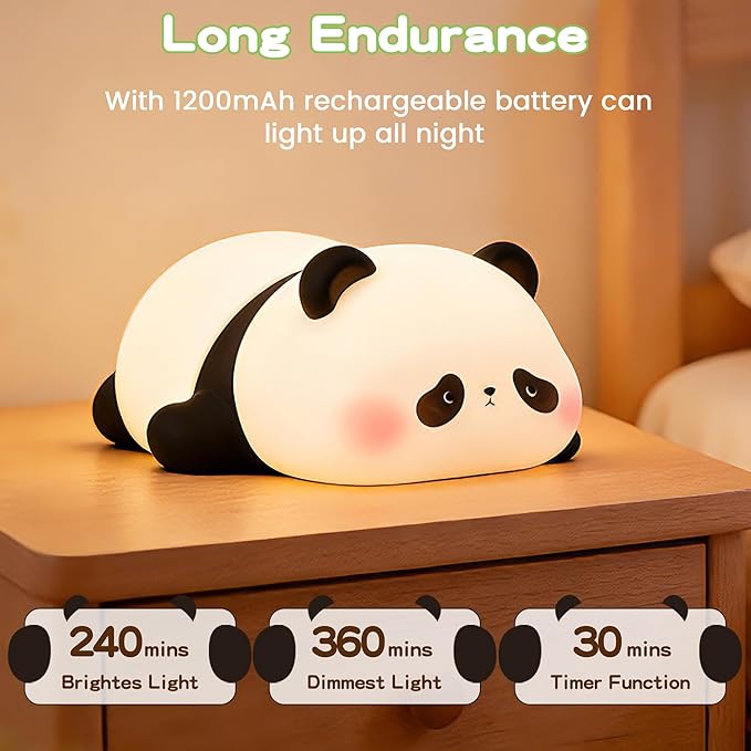 Cute Panda Night Light for Kids, LED Panda Lamp, Food Grade Silicone Novelty - Image 5