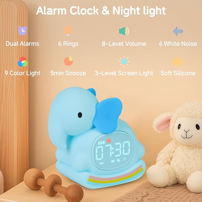 Alarm Clock for Kids with Night Light, Sleep Training Clock Time to Wake Clock - Image 2