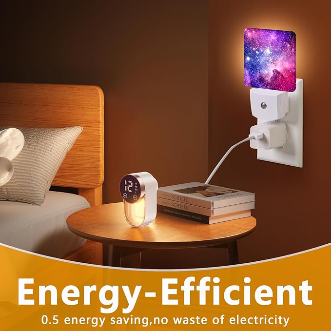 Purple Galaxy Space Night Light, Plug-into Nightlight White LED Lamp, Energy - Image 7