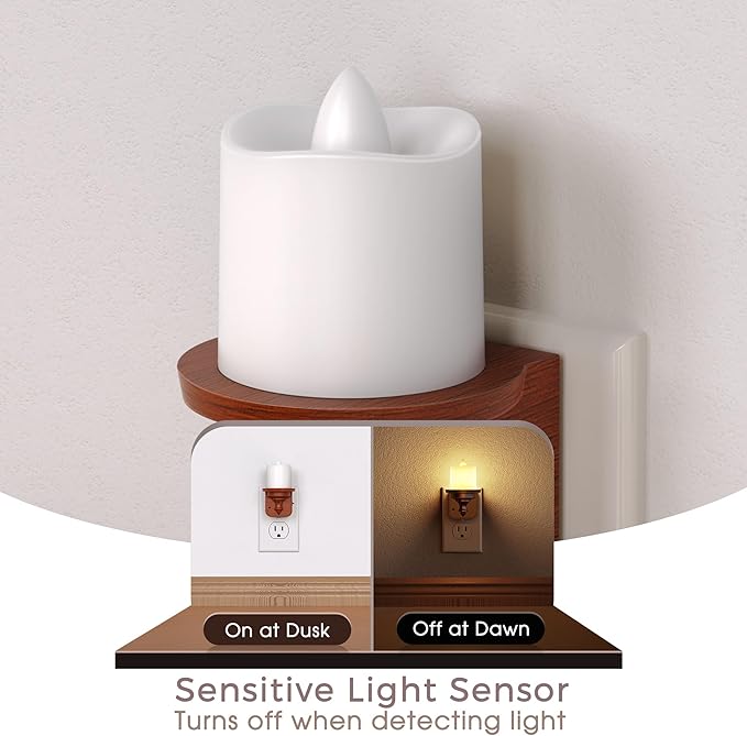 Briignite Candle Night Light, Night Lights Plug into Wall 2 Pack, LED Vintage - Image 3