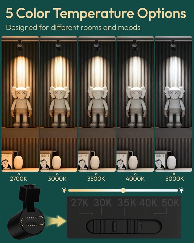 ALAMPEVER 12 Pack LED Track Lighting Heads, Dimmable J Type LED Track Lights - Image 2