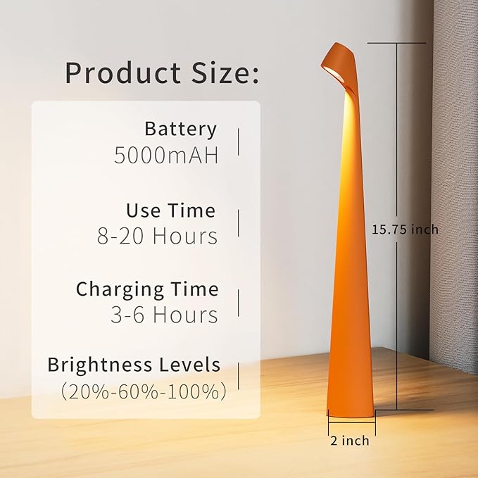 Portable LED Table Lamp 3-Levels Brightness, Rechargeable Battery Up to 48 - Image 5
