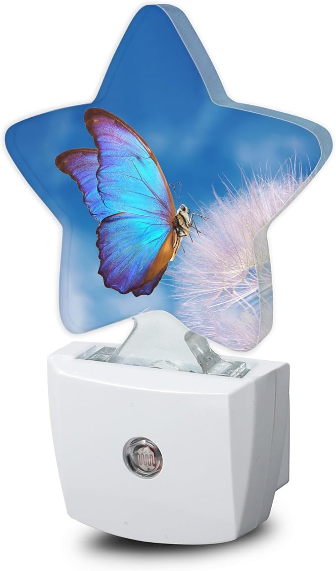 Blue Butterfly Dandelion Night Lights Plug into Wall by Losthll