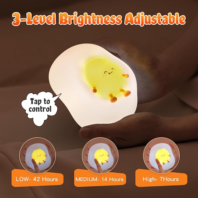 Egg Night Light for Kids, Baby Nursery, Cute Nightlight Silicone Lamp for - Image 3