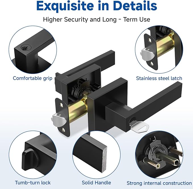 Estmoon Entry Door Handle, Entrance Front Door Lock Heavy Duty Keyed Exterior - Image 3
