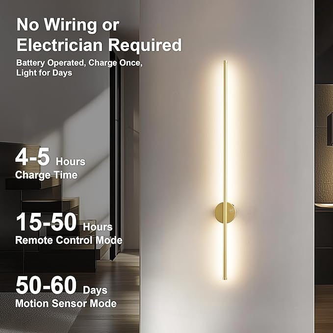 Motion Sensor Battery Operated Wall Sconce Set of Two - Image 2