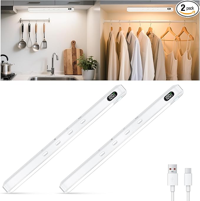 WILLED Under Cabinet & Closet Lights, Motion Sensor, Rechargeable, 3 Color Temps by WILLED