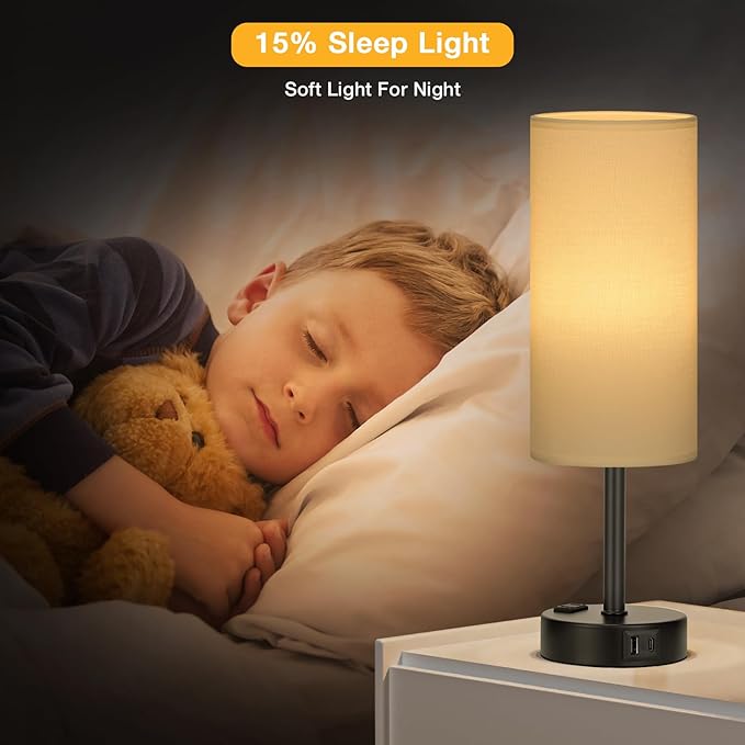 White Bedroom Lamps Set of 2-3 Way Dimmable Touch Table Lamps - Image 6