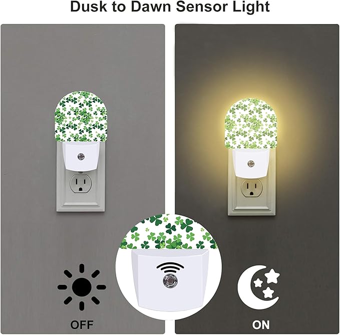 St Patrick's Day Shamrock Night Light Plug into Wall, 0.5w Energy Saving Sleep - Image 3