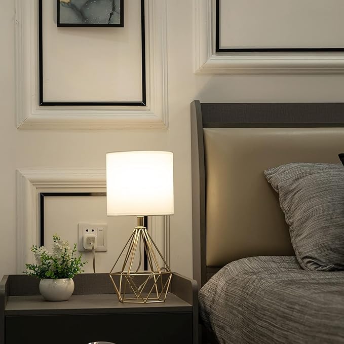 COTULIN Gold Small Table Lamp Set of 2, Modern Bedside Nightstand Lamps - Image 4