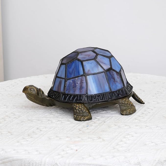 Small Turtle Night Light Tiffany Style Stained Glass Accent Table Lamp Bedroom - Image 6