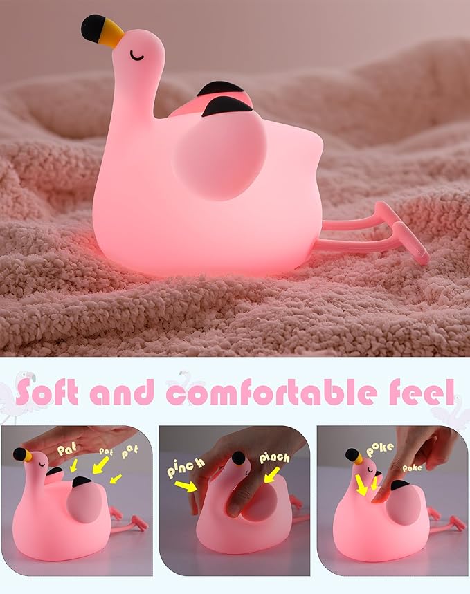 YISUN Flamingo Night Light for Kids, Soft Silicone Nursery Night Lamp - Image 8