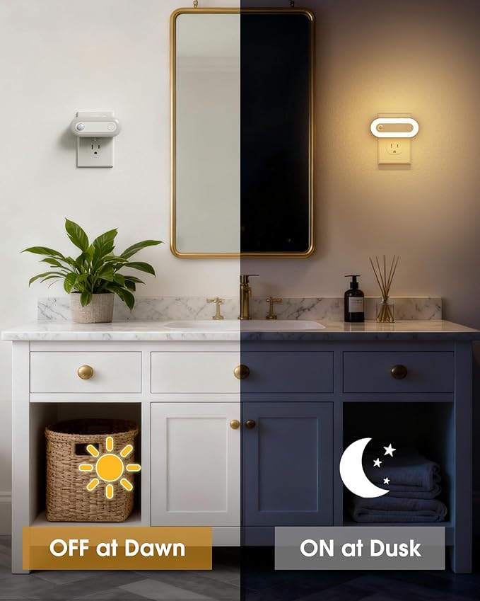 Plug-in LED Night Light with Motion Sensor & Dusk to Dawn Sensor, Dimmable Warm - Image 2