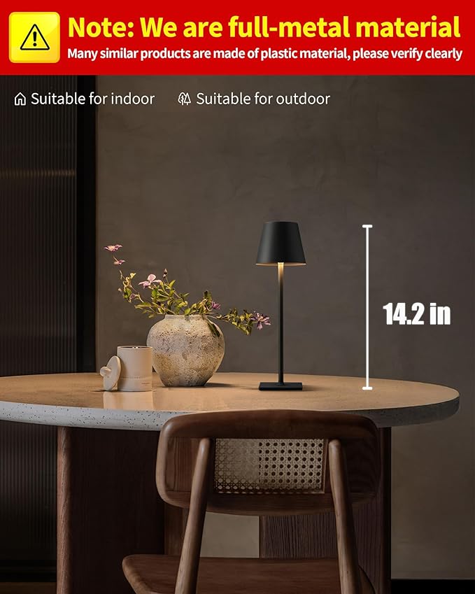 KDG Cordless Table Lamp, Portable LED Desk Lamp, 5000mAh Battery Operated - Image 2
