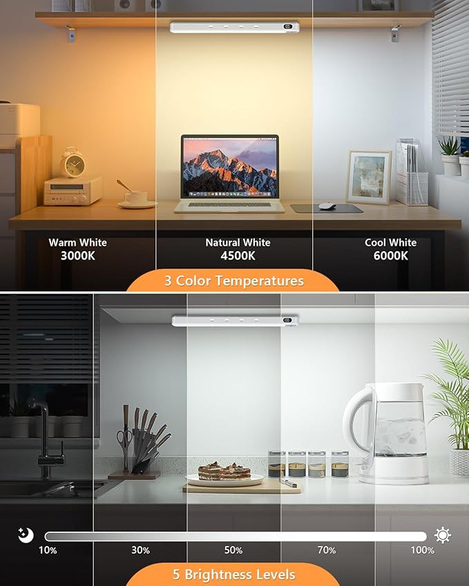 WILLED Under Cabinet & Closet Lights, Motion Sensor, Rechargeable, 3 Color Temps - Image 4