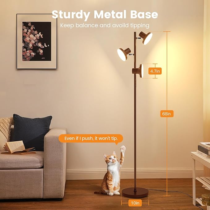 36W LED Tree Floor Lamp, Modern Dimmable Standing Lamp - Image 7