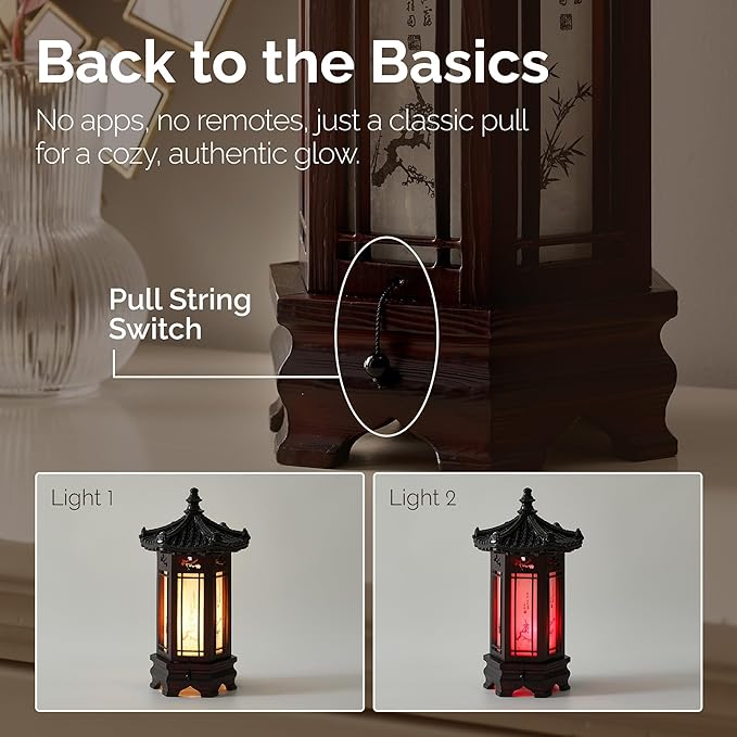 Antique Alive Traditional Korean Wood Lamp | Handmade Asian Oriental Table - Image 4