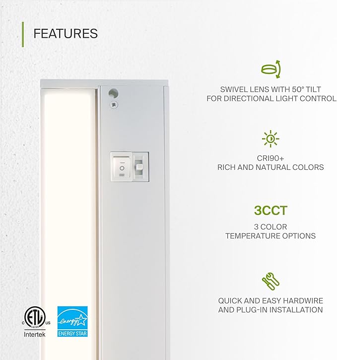 ASD Swivel LED Under Cabinet Lighting, 48 Inch 24W, Hardwired or Plug-in - Image 3