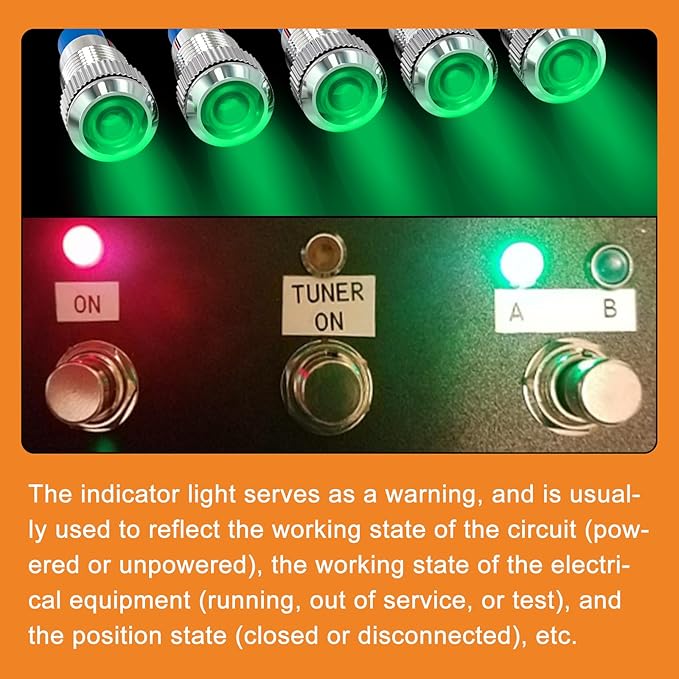 GASHER 5 PCS Energy Saving Indicator Light, LED Light 12V/24V/110V 20mA Panel - Image 6