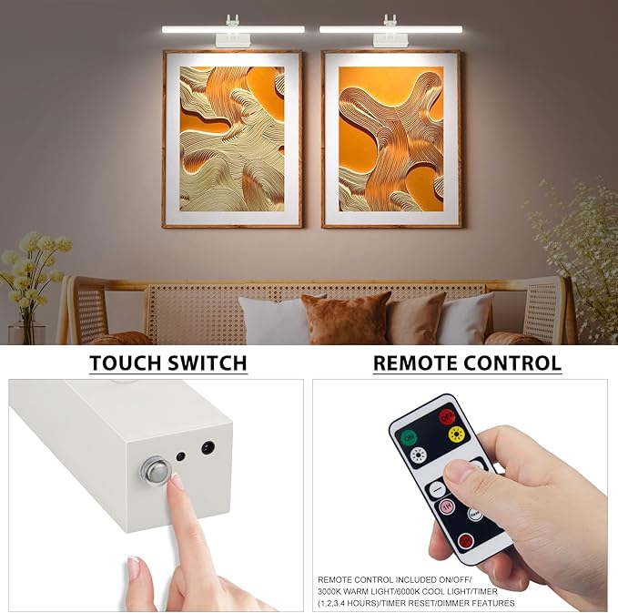 Picture Light, Picture Lights for Wall Cordless, Battery Wall Lights for - Image 2