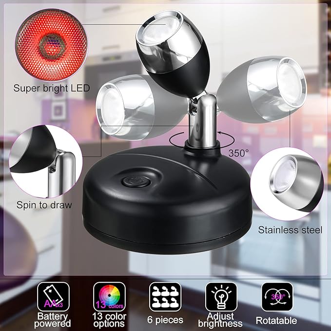 Tuanse 12 Pcs Battery Operated Spotlights Indoor LED Spot Display Lights - Image 3