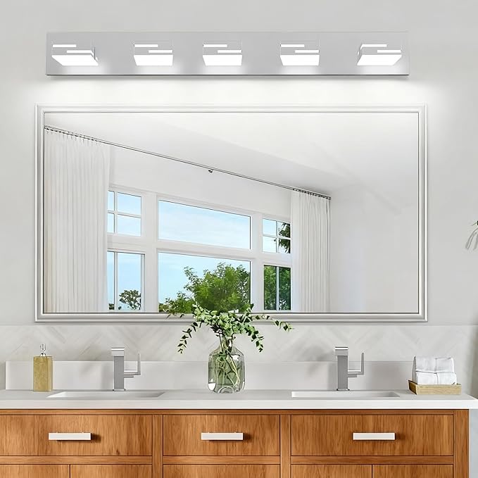 LED Modern Bathroom Vanity Light Fixtures, 5-Light 34-inch Dimmable Chrome - Image 7